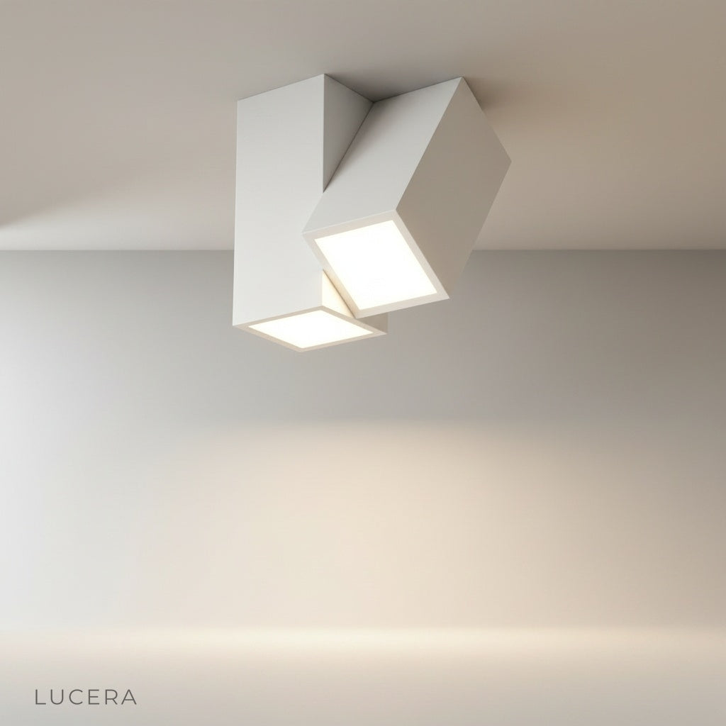 studio shot of round LED ceiling light with clean white finish