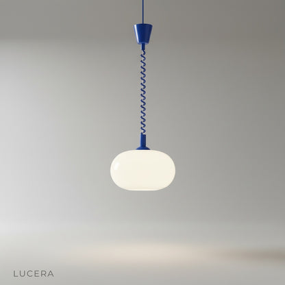 Xanthous pendant light studio shot front view with retractable PVC cable