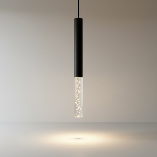 white Villa pendant light on clean studio background showing cylindrical aluminum frame