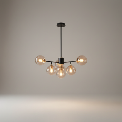 Yett chandelier studio shot on clean white background showing full iron body