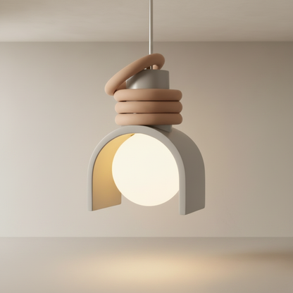 Studio shot of Fornax Dome Pendant Light with stacked curved resin accents on clean background