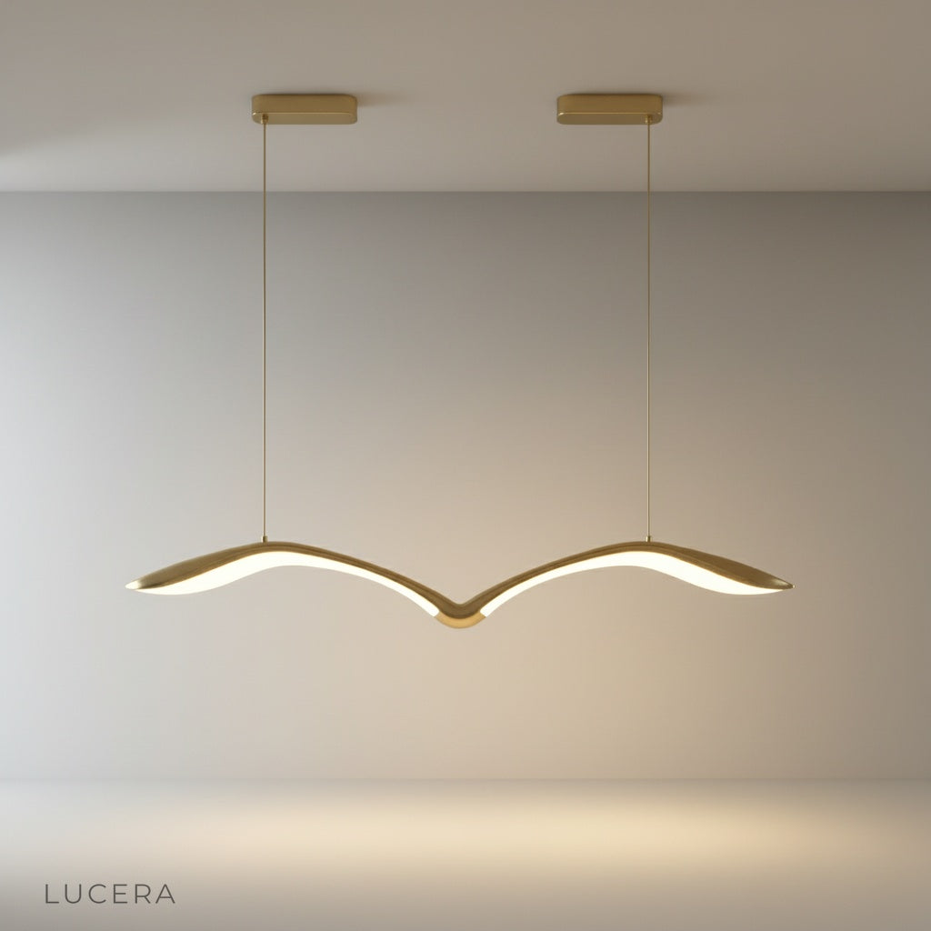 studio shot of Lucera Layer Linear Chandelier front view on clean white background