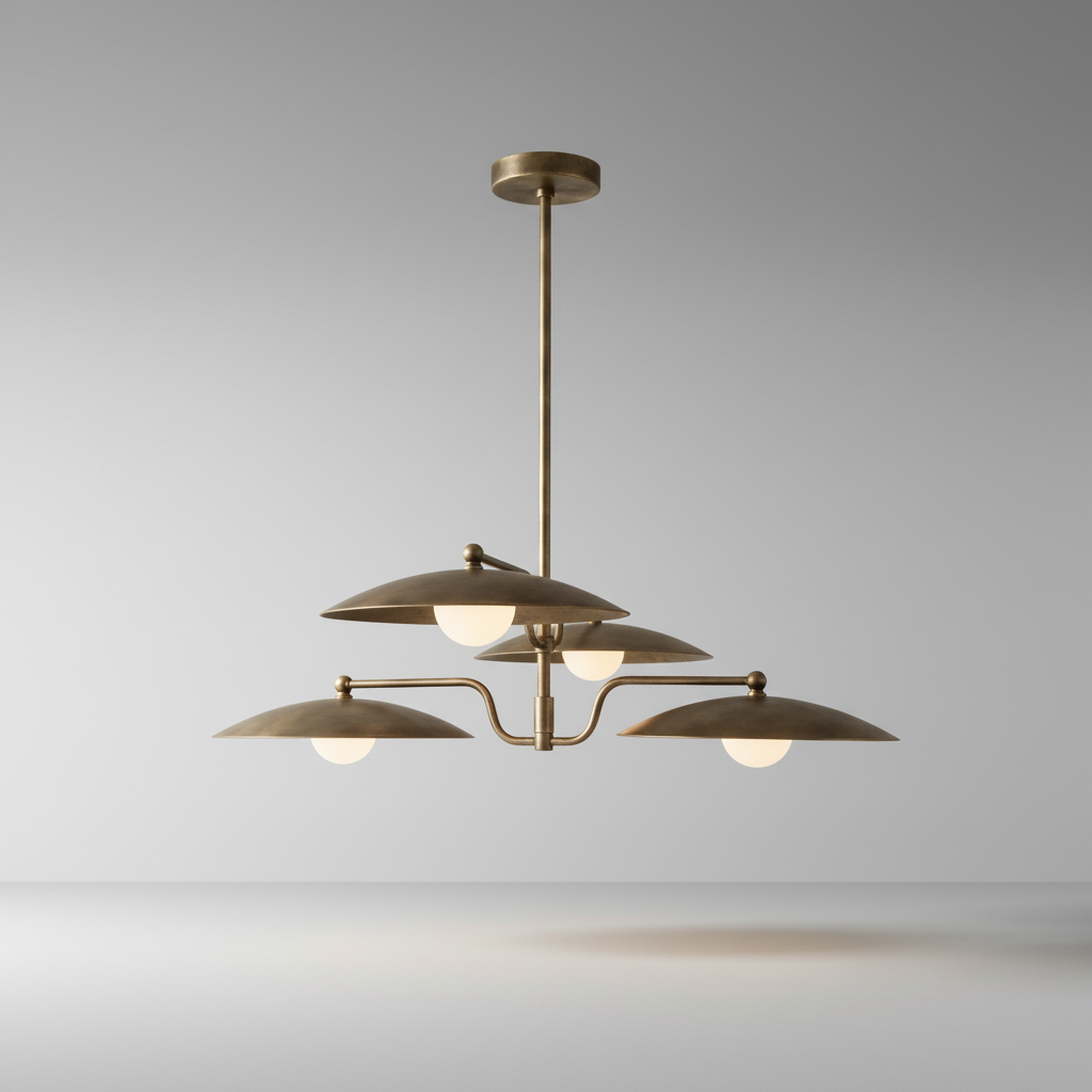 Studio shot of Stellar Brass Chandelier front view on clean white background