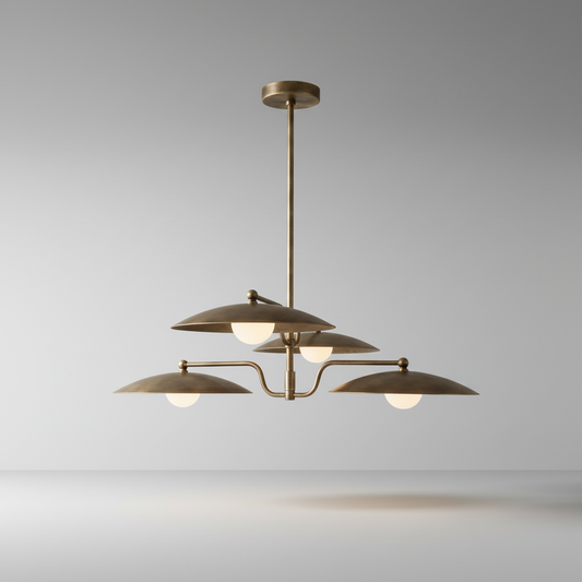 Studio shot of Stellar Brass Chandelier front view on clean white background