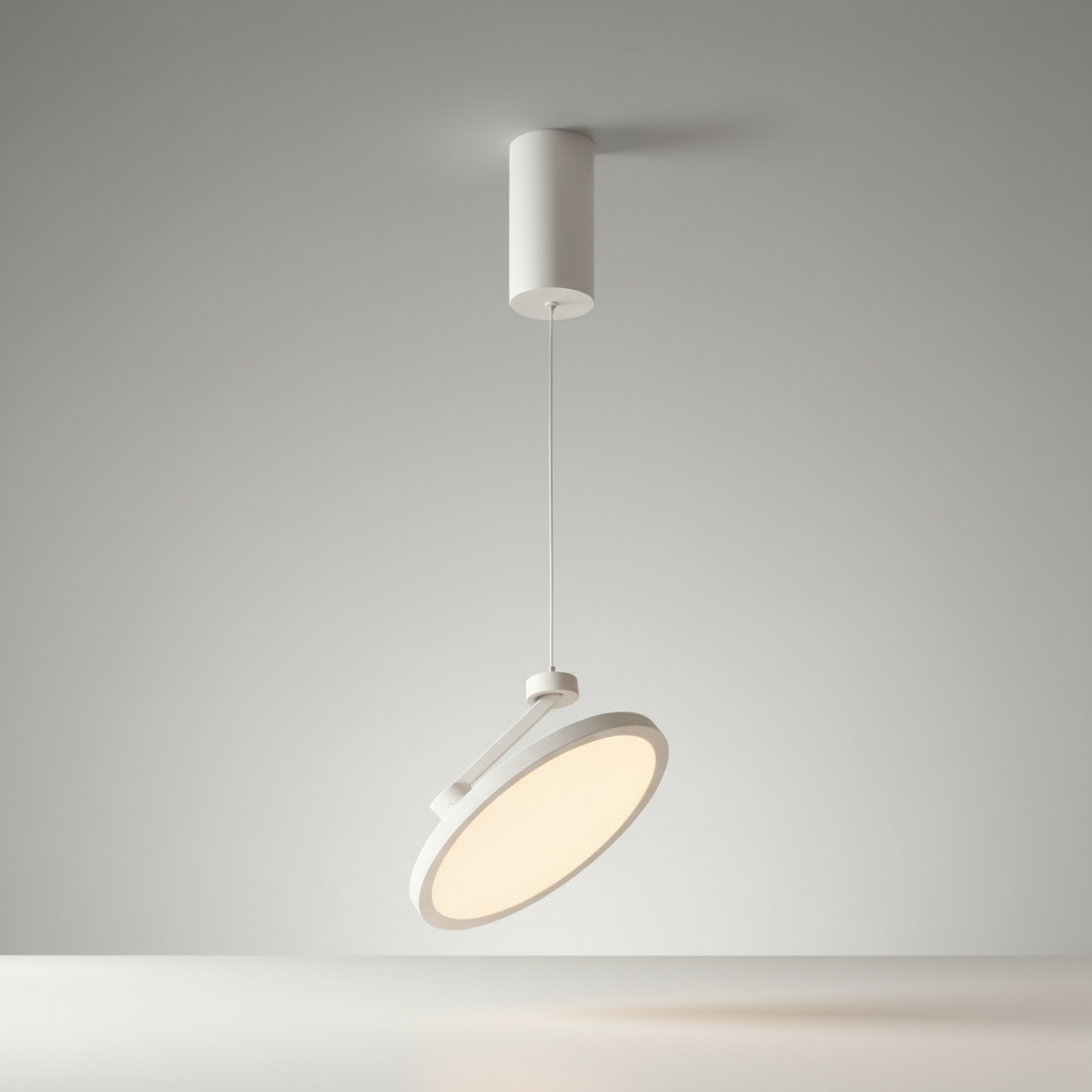 wulfenite pendant light studio shot front view with adjustable cable and metal plastic finish