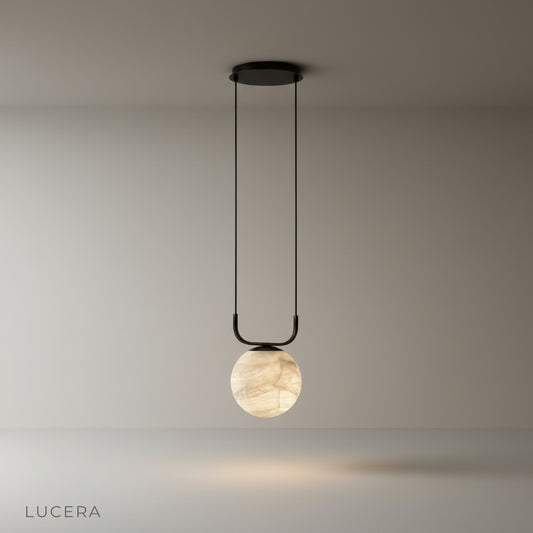 Minimalist Bibelot pendant lamp studio shot on clean white background