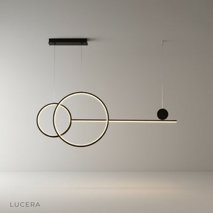 Brumal pendant light studio shot on clean white background showing dual circular rings