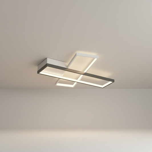 studio shot of Vincentian ceiling light front view with acrylic and aluminum frame