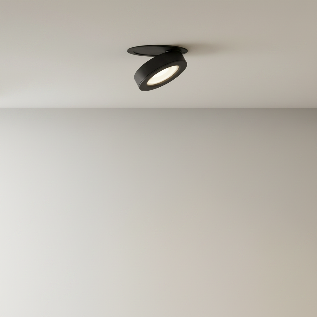 Comet Downlight studio shot front view black aluminum adjustable head