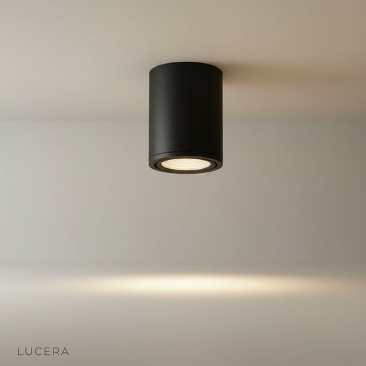 studio shot of aluminum rafter downlight on clean white background