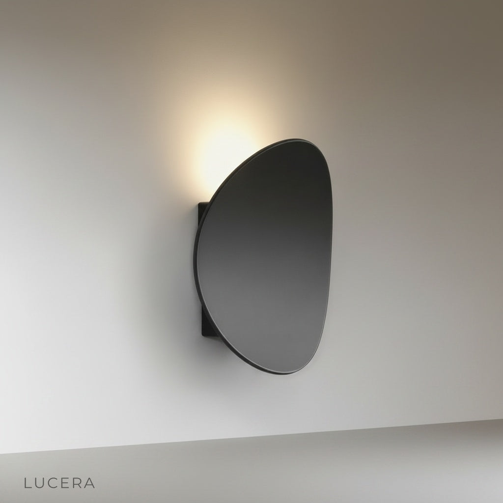 minimalist white LED wall lamp mounted on clean concrete wall