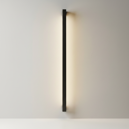 studio shot of sleek linear metal outdoor wall lamp front view
