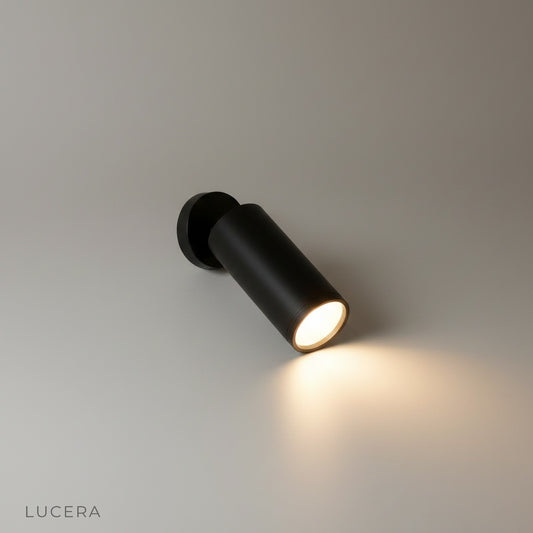 studio shot of matte black Gaea outdoor spotlight on clean white background