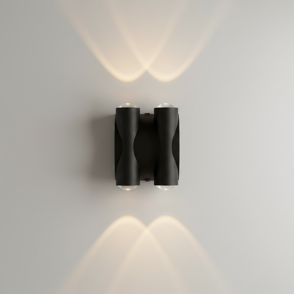 studio shot of sleek cylindrical xylophone wall light against white background
