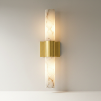 Studio shot of Umbra Alabaster wall sconce front view on clean white background