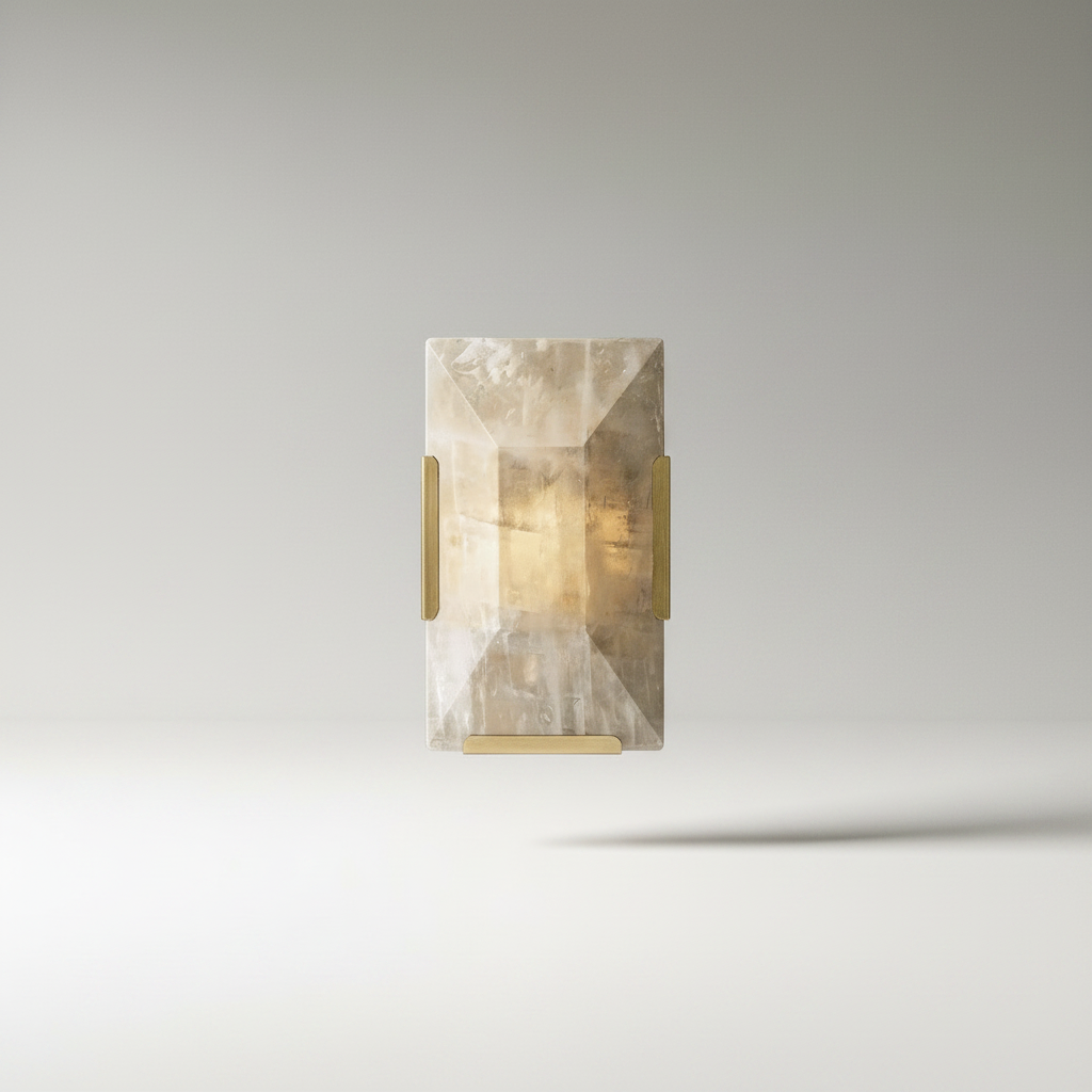 Studio shot of Haut-Médoc wall lamp front view with faceted natural alabaster shade