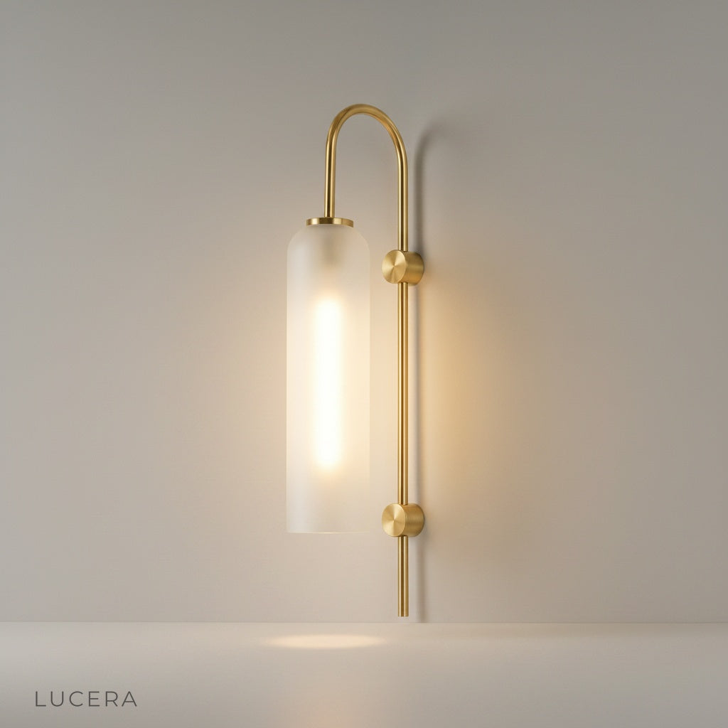 studio shot of Finale glass wall lamp on a clean white wall