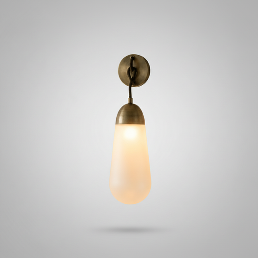 studio shot of Favonius copper wall sconce front view on neutral wall