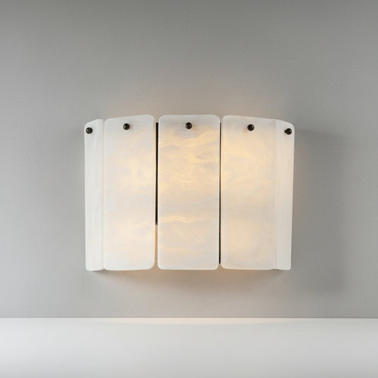 studio shot of gravitas wall lamp front view copper marble