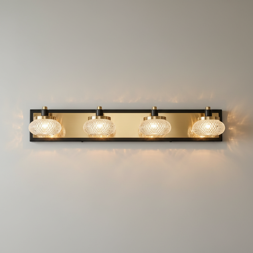 studio shot of Lucent Wall Lamp front view with aluminum and iron frame