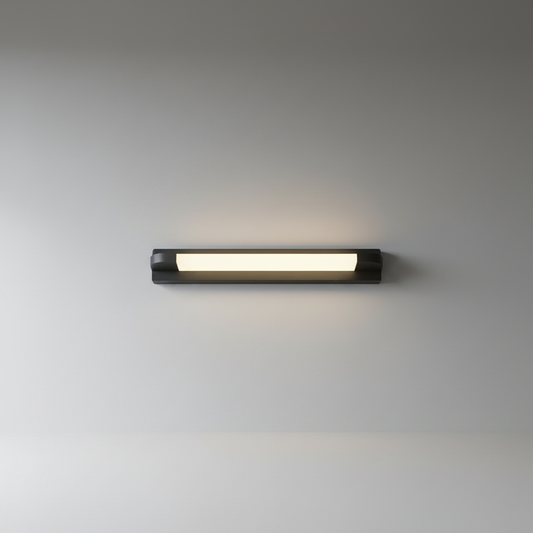 front view of sleek white kitsch wall lamp on clean studio background