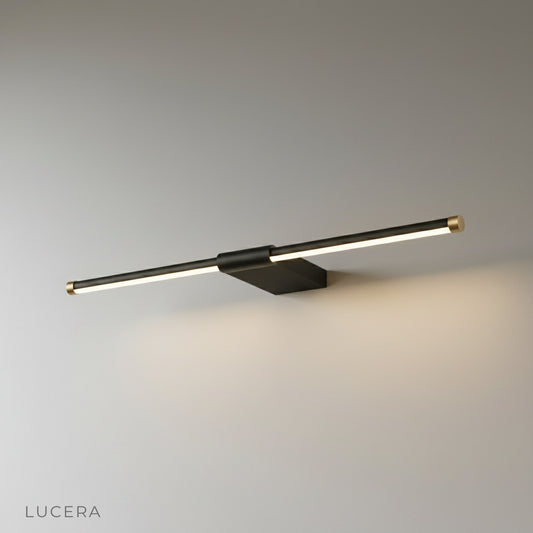 Minimalist Lucera wall lamp studio shot front view on clean white background