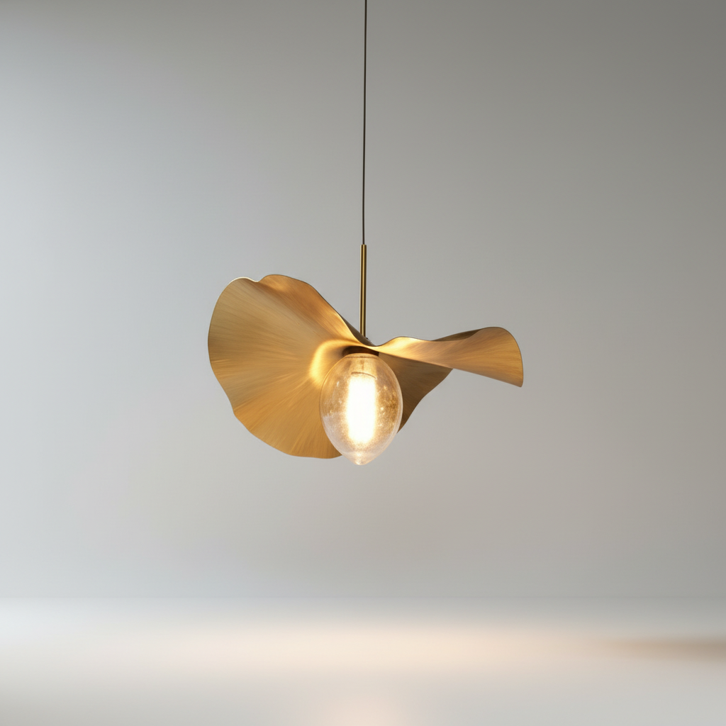 Studio shot of titanium white pendant light with sleek copper finish and adjustable cord