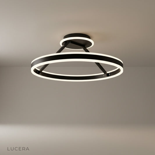 studio shot of Glacis ceiling light front view with aluminum and acrylic finish