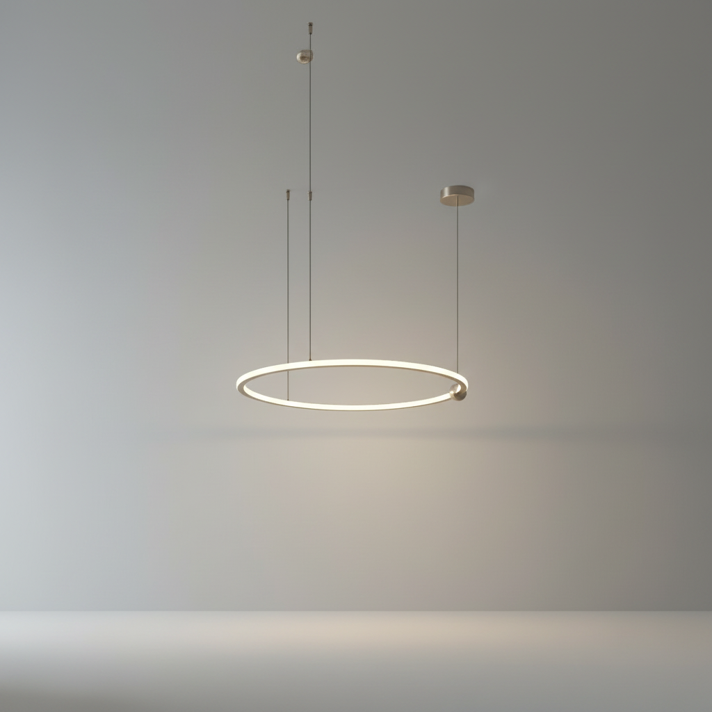 Vaughn Chandelier studio shot front view with seamless silicon lampshade rings