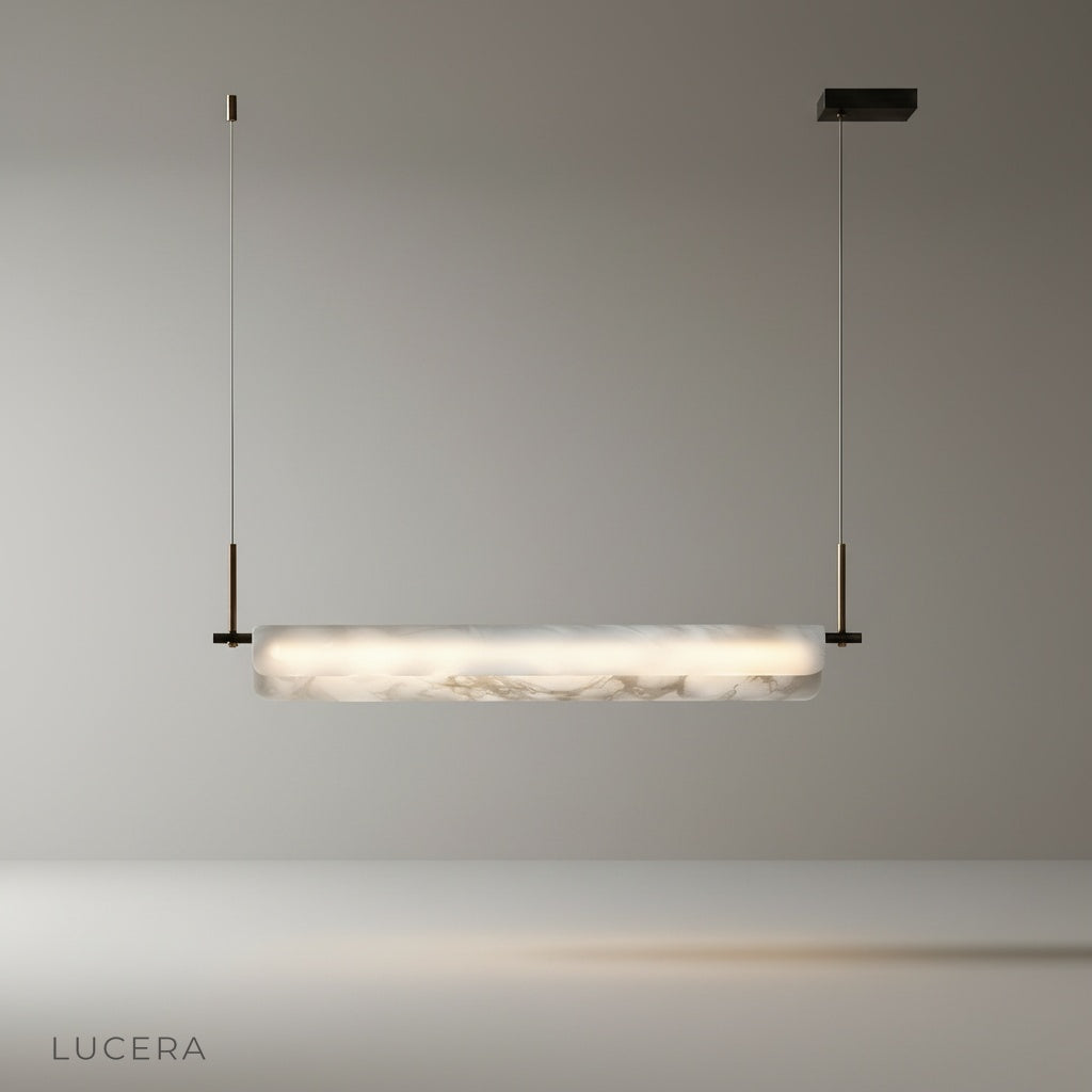 Studio shot of the Parlor alabaster pendant light against a clean white background