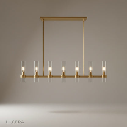 Katarina Candela chandelier studio shot on clean white background, front view, elegant candle-style bulbs