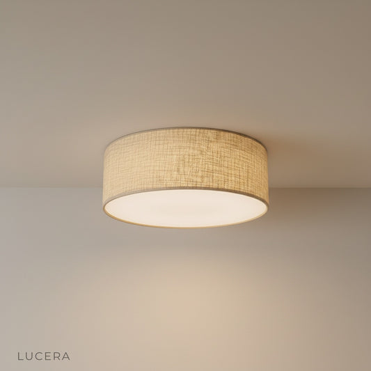 Glister minimalist fabric ceiling light on clean white studio background