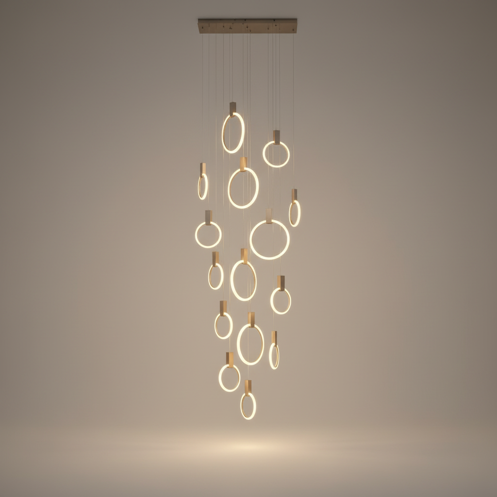 Reed Gold Rings Modern Chandelier - Chandeliers | Lucera Lighting
