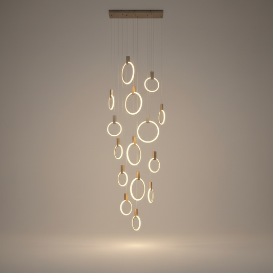 Reed Gold Rings Modern Chandelier - Chandeliers | Lucera Lighting