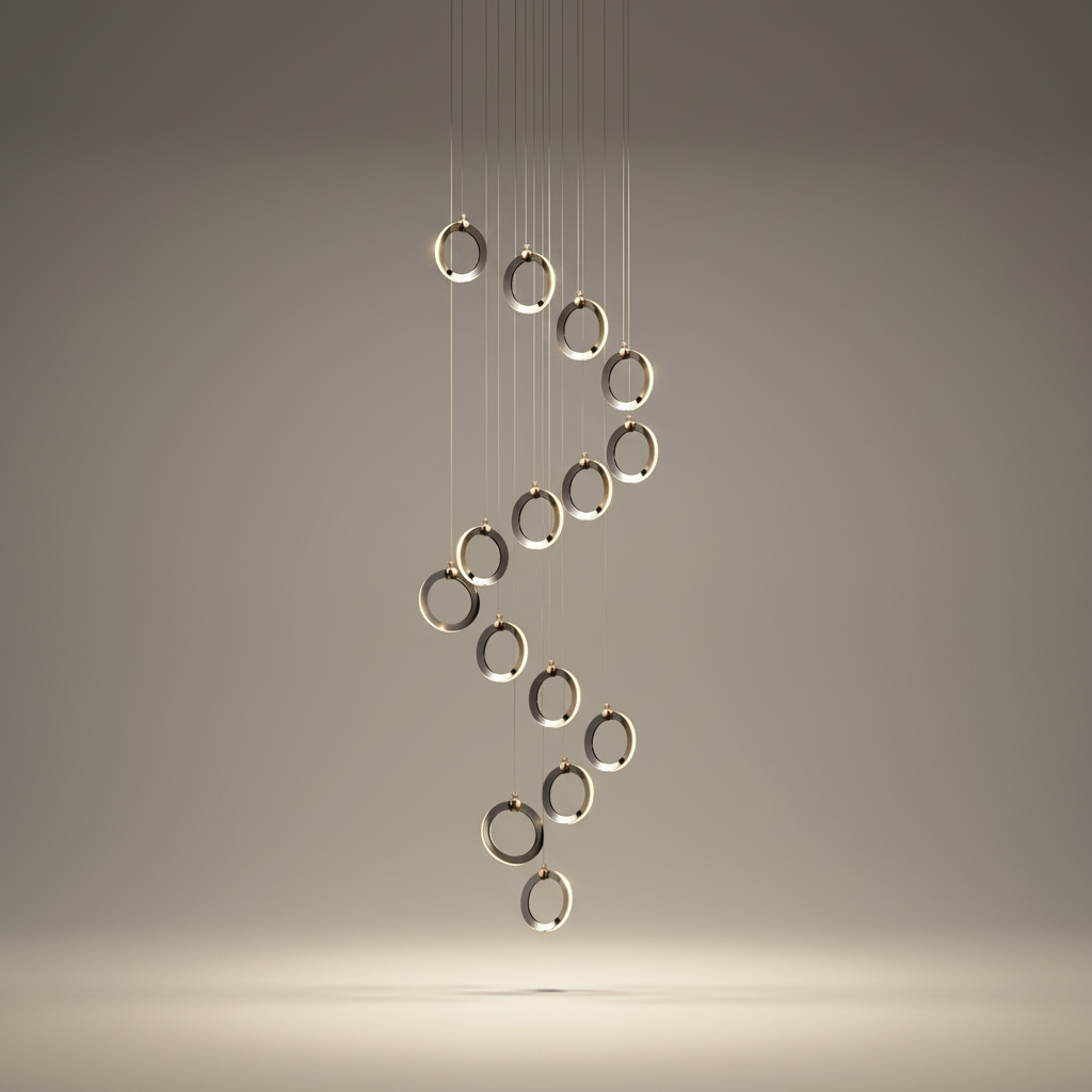 Birch Gold Black LED Pendant Rings Chandelier - Pendant Lights | Lucera Lighting