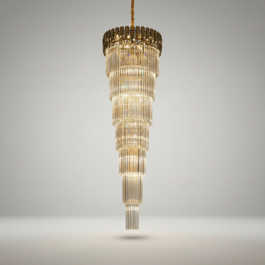 Cliff Royal Long Crystal Chandelier for Staircase - Chandeliers | Lucera Lighting