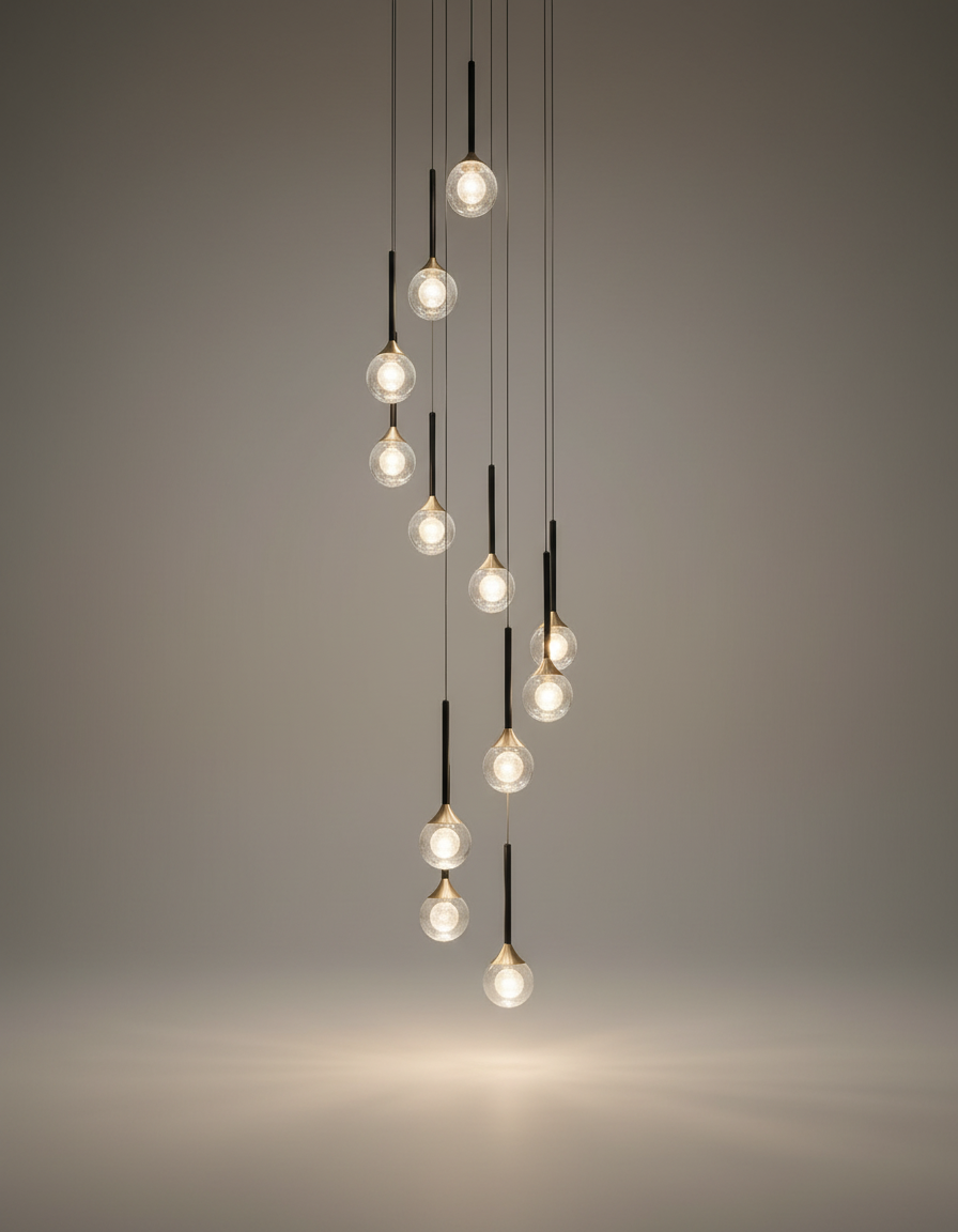 Fenn Gold Crystal Raindrop Glass Ball Chandelier - Chandeliers | Lucera Lighting