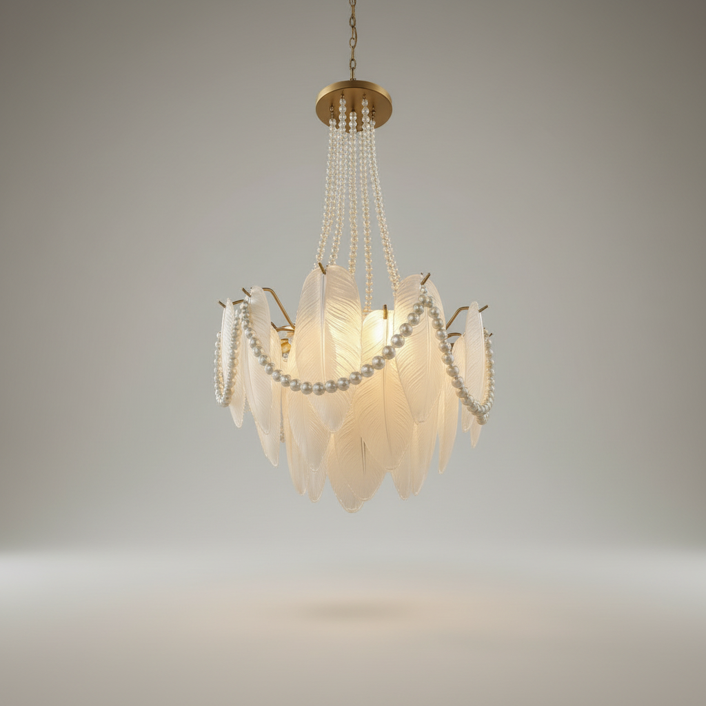 Gust Glass Feather Elegant Chandelier - Chandeliers | Lucera Lighting