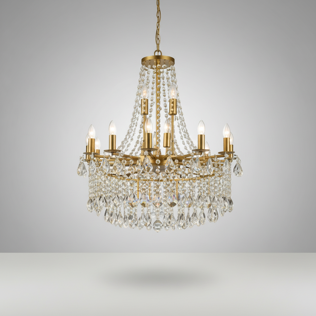 Beck Classical Large Crystal Candle Ceiling Chandelier - Chandeliers | Lucera Lighting