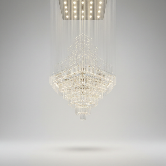 Breck Crystal LED Ceiling Chandelier, Square Base - Chandeliers | Lucera Lighting