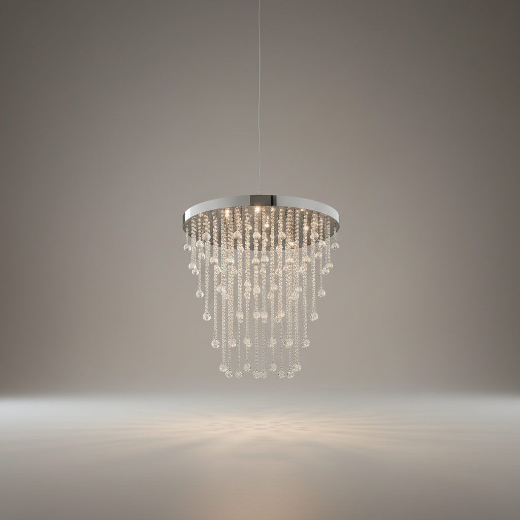 Fern Lux Oval LED Crystal Waterfall Chandelier - Chandeliers | Lucera Lighting
