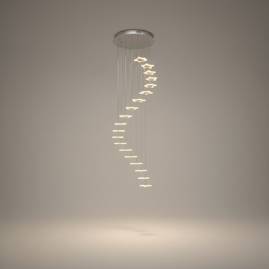 Rowan Star-Shaped Spiral Pendant Chandelier - Chandeliers | Lucera Lighting