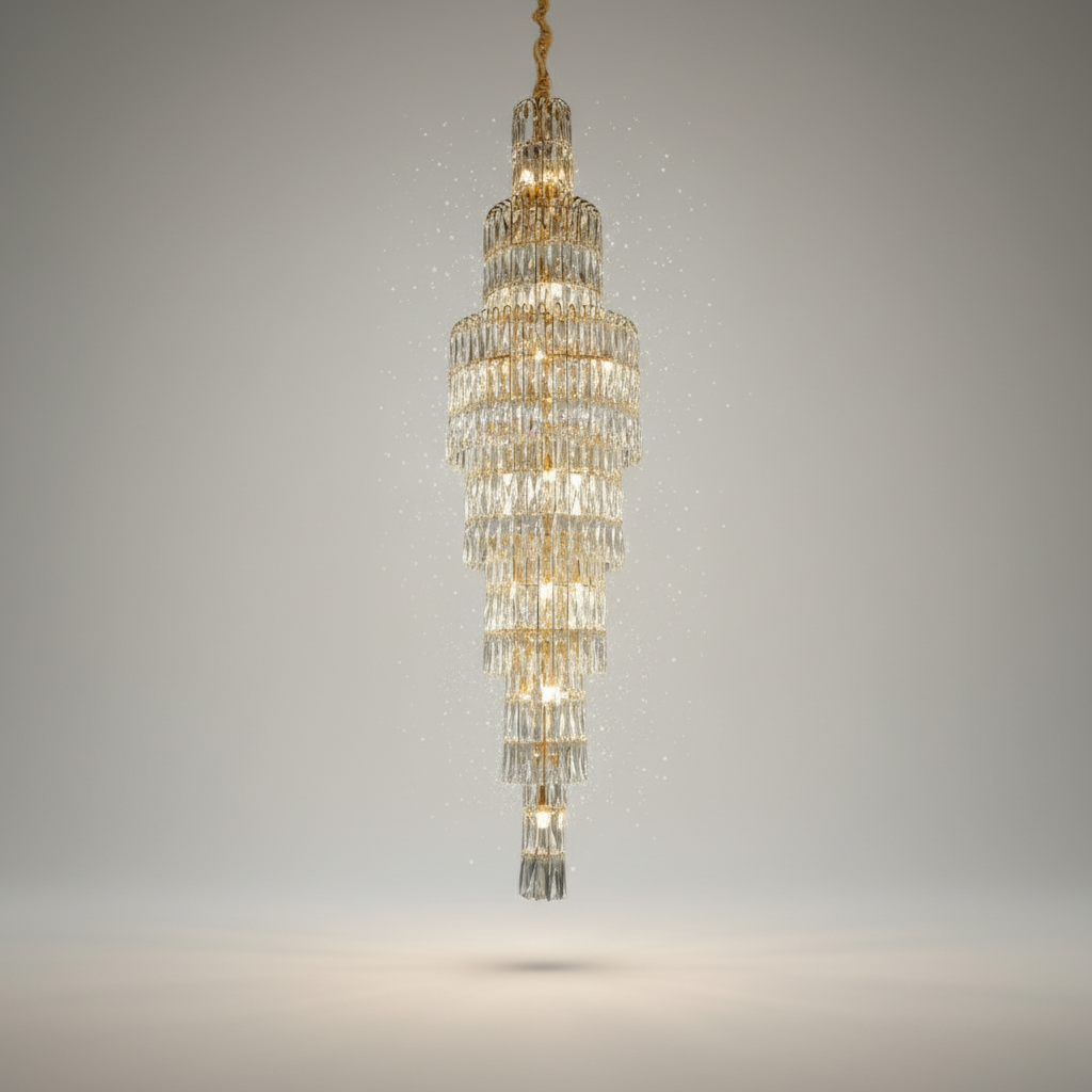 Spruce Long Crystal Chandelier for Stairway - Chandeliers | Lucera Lighting