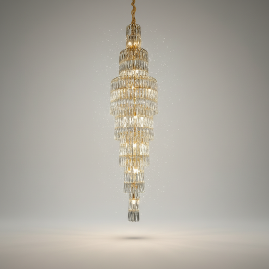 Spruce Long Crystal Chandelier for Stairway - Chandeliers | Lucera Lighting
