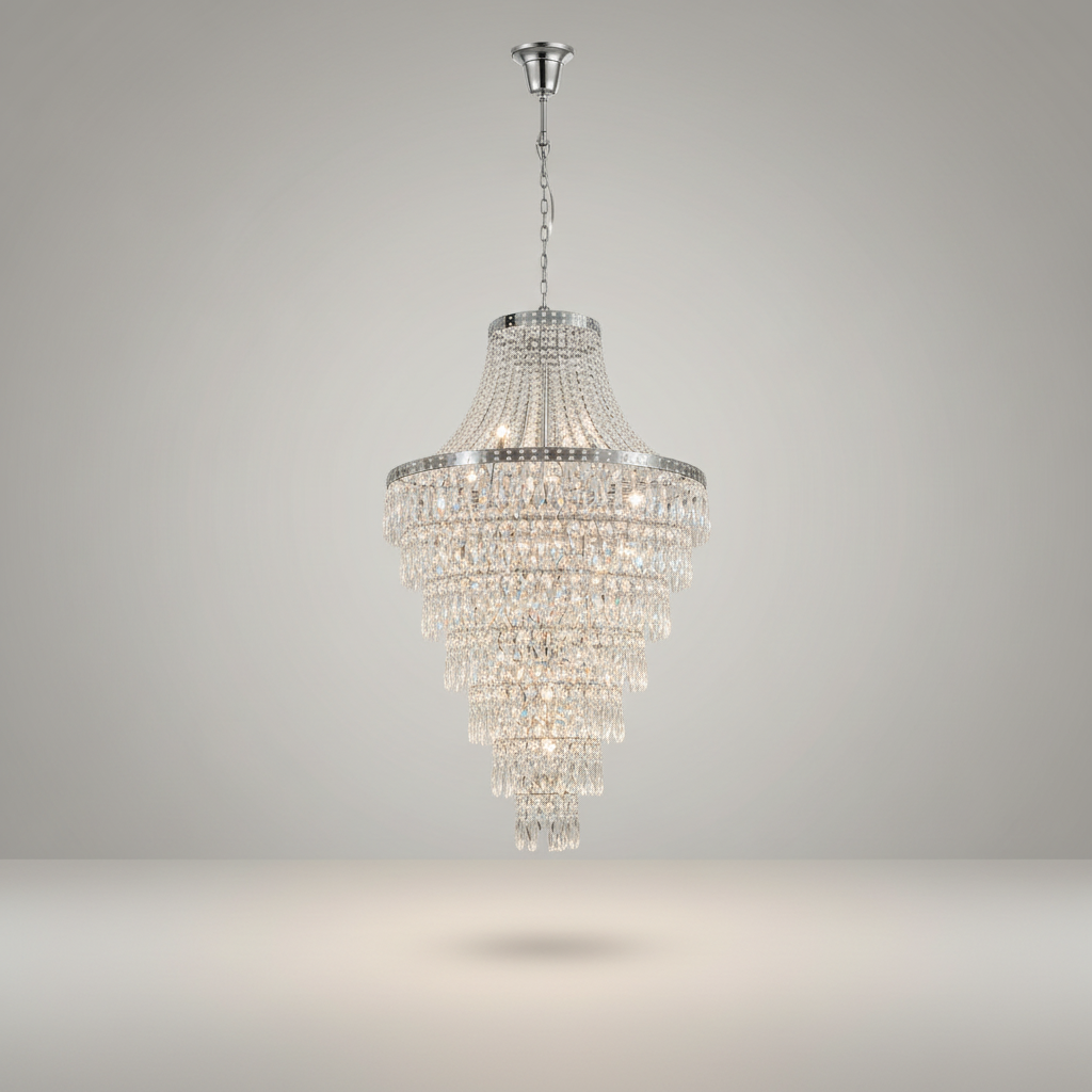 Dahlia Duplex Spiral Crystal Stairway Chandelier - Chandeliers | Lucera Lighting