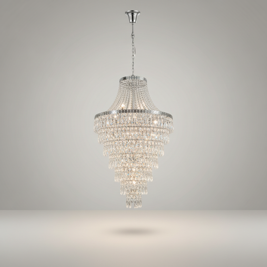 Dahlia Duplex Spiral Crystal Stairway Chandelier - Chandeliers | Lucera Lighting
