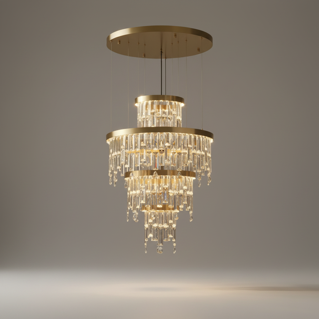 Basil Gold Ring Large Crystal Chandelier - Chandeliers | Lucera Lighting