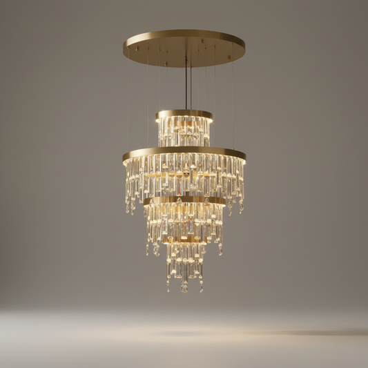 Basil Gold Ring Large Crystal Chandelier - Chandeliers | Lucera Lighting
