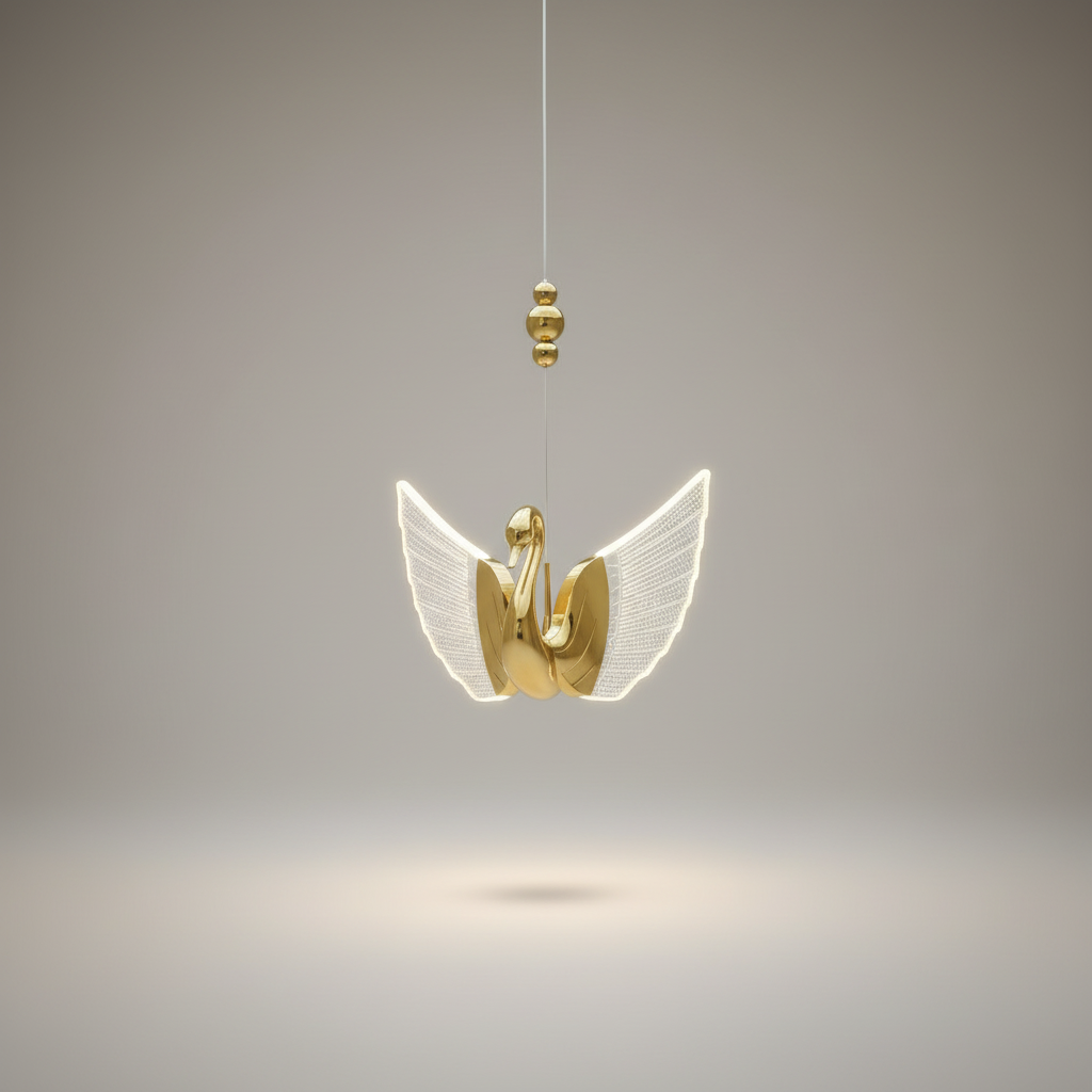 Swan Design Gold Chandelier by Lucera - Chandeliers | Lucera Lighting
