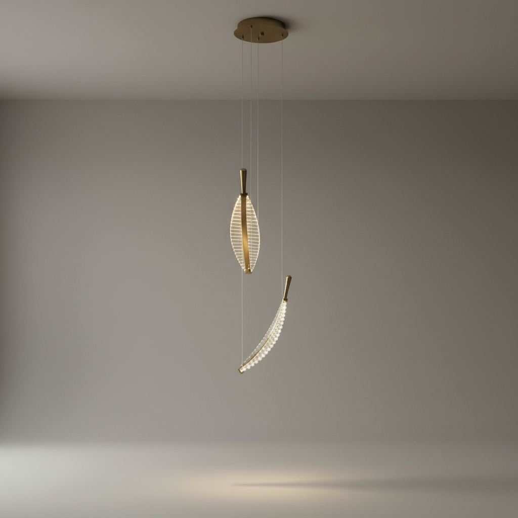 Wisteria Crystal Gold Leaves Pendant Chandelier - Pendant Lights | Lucera Lighting